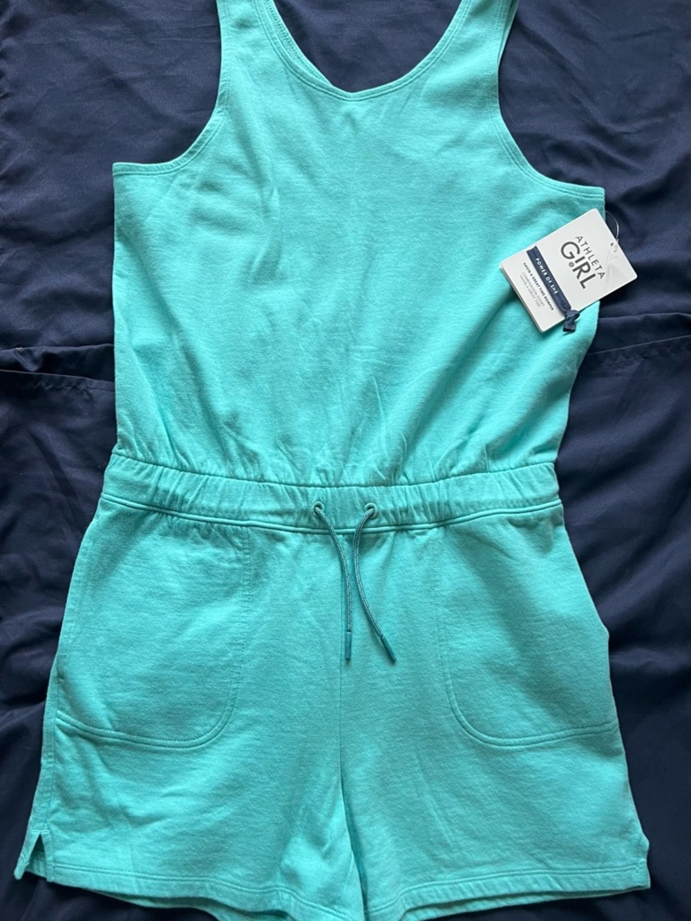 Athleta—Having a Great Time, Aqua Tank Romper in Turquoise
